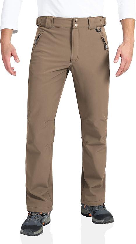 Outdoor Ventures Men's Lite Waterproof Windproof Fleece Lined Warm Hiking Ski Snow Pants Expandable-Waist, 32W/30L