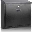 xydled Mail Boxes with Key Lock,Locking Mailbox Wall Mounted,Security Mailbox with Lock and Key,Large Capacity,Steel Cover Metal Postbox for House,14.2X 4X 12.6 Inch, Black