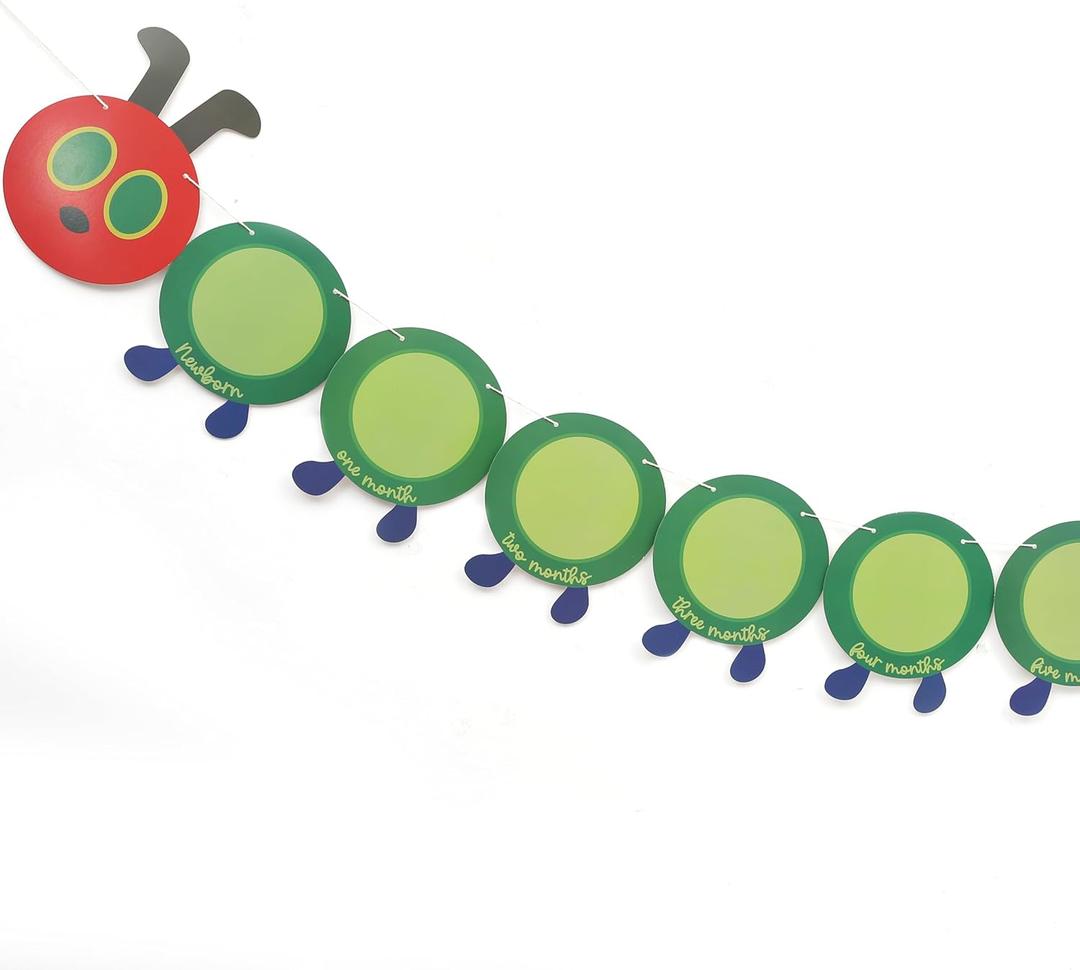 Hungry Caterpillar Monthly Milestone Photo Banner - Newborn to 12 Months, Fruit Theme, 1st Birthday Decoration