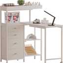 L-Shaped Manicure Table with Power Outlets,Nail Desk for Nail tech, 31.5" W x 39.37" L x 43.31" H