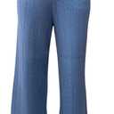 Women's Knit Wide Leg Pants, Cable Pattern, Elastic Waist, Avalible in 4 Colors. Pink, Grey, Blue, Black. Free Size. One Size