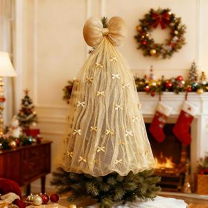 Christmas Giant Bow Decoration, Big Bows for Backdrop 59x20 Inch,Bow Themed Room Decor,Large Velvet Decorative Bows for Wedding Engagement Bachelorette Baby Shower Bridal Xmas (Gold, 20x59INCH)