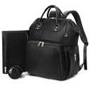 ROSEGIN Diaper Bag Backpack - Vegan Leather, Waterproof Travel Baby Bag with Changing Pad, Pacifier Case, Theft Pocket, 35L Large, Baby Shower Gifts for Mom and Dad, Black