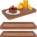 KOLWOVEN Solid Acacia Wood Serving Tray - 3 Pack, 11.8" x 5.9" Rectangular Wooden Serving Platter, Wood Boards for Food, Mini Cheese Board for Vegetable, Charcuterie, Appetizer, Decor (Set 3)