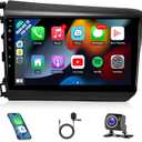 Leadfan Car Radio Stereo for Honda Civic 2012 Compatible with Wireless Apple Carplay Android Auto, 9 Inch Touchscreen GPS Navigation WiFi Bluetooth Backup Camera MirrorLink Mic 2+32G