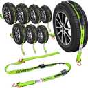 Car Hauler Straps, 2"x15", 8 Pack, Tire Tie Down -No Ratchet