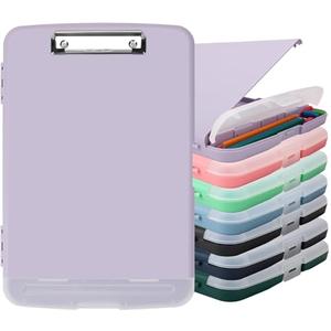 Clipboard with Storage for Office Supplies, Storage Clipboard with Pen Holder, Nursing Clipboards with Low Profile Clip, Clip Boards 8.5x11 with Storage for Nurse, Teacher Must Haves Clipboards, Purple