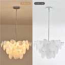 Dia 28 Inch, Modern Glass Chandeliers for Farmhouse, Large Unique Pendant Chandelier for Dining Room Bedroom Entryway Kitchen Foyer, Chrome Finish