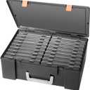 Photo Storage Box 4" x 6", 18 Inner Extra Large Photo Case Large Photo Organizer Acid-Free Photo Box Storage Photo Keeper Photo Storage Case, Plastic Craft Storage Box for Photo Stickers Stamps Seeds (Black, 18 Boxes)