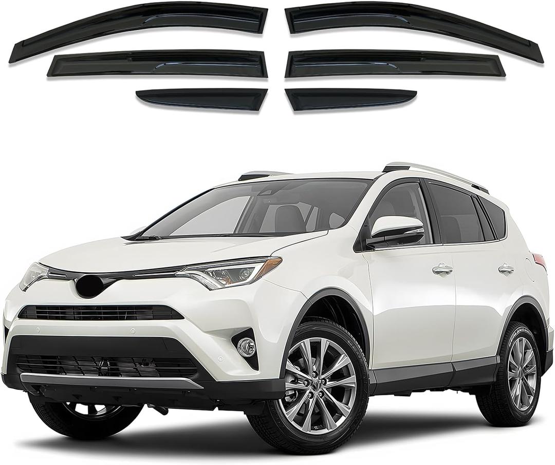 Shatterproof Out-Channel Window Deflectors for Toyota RAV4 2013-2018, Rain Guards Window Visors for Cars Vent Deflector Car Accessories (for RAV4 13-18 6-PCS)