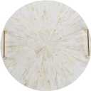 PEMAR Mother of Pearl Decorative Tray, 13" Round Display & Serving Tray with Gold Handles, Vanity/Perfume/Trinket Catchall for Dresser, Bathroom, Vanity Table (White Cream Sunlight Starburst Pattern)