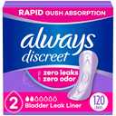 Amazon.com: Always Discreet Incontinence Panty Liners for Bladder Leaks, Size 2, Very Light Absorbency, 120 Count : Health & Household