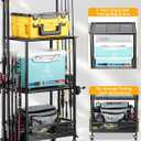 EXTCCT Fishing Rod Holder - Fishing Pole Rack for 10 Rods - Adjustable Height Fishing Gear Equipment Organizer Storage Solution for Garage Basement or Indoor, 13"D x 22"W x 34"H