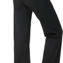 HOTSUIT Fleece Lined Wide Leg Yoga Pants for Women with Zipper Pockets, High Waisted Sweatpants Winter, Thermal Work Slacks (Black, XL)