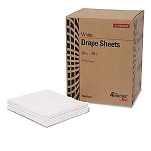 Medline Pro Advantage NDC P754048 Drape Sheet, 2-Ply Tissue, White, 40" W x 48" L (Pack of 100)