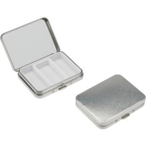 2Pcs Small Pill Case with Mirror 3 Compartment Metal Pill Box for Purse and Pocket,Portable for Daily Vitamins and Medication(Silver)