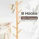 WANGMUXIA Coat Rack, Freestanding Coat Rack with 8 Hooks and 3 Adjustable Size Tree Coat Racks for Bedroom, Hallway, Entrance, Office, for Hats, Coats, Scarves, Handbags