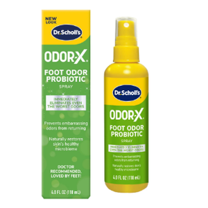 Dr. Scholl's ODORX FOOT ODOR PROBIOTIC SPRAY, 4 oz // Immediately Eliminates The Worst Odors  Prevents Embarrasing Odors From Returning  Restores Skin's Microbiome