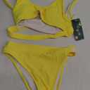 Blooming Jelly Women's High Waisted Bikini Sets High Cut Bathing Suits Two Piece Sporty Cut Out Swimsuits (Yellow, Small)