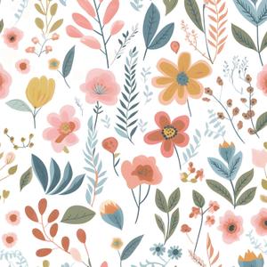 Colorful Floral Peel and Stick Wallpaper Leaf Vintage Contact Paper Cute White Floral Wall Paper Removable Wallpaper Self Adhesive for Cabinet Drawers Wall Decor 17.5''x393'' (Pink)