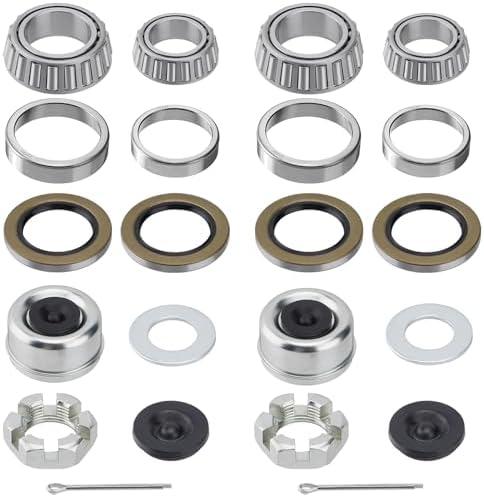 Racewill 2 Sets 25580 15123 Boat Trailer Axles Bearing Kits, Grease Seals, Spindle Nuts, 2.72" Dust Caps and Rubber Plugs, Cotter Pins, Washers for 5200-6000 lb.Tandem Axles #D42 Spindle