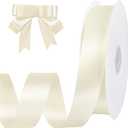 woric Ivory Satin Ribbon 1 inch 60 Yards Cream Ribbon for Crafts Hair Bows Gift Wrapping Home Decor Wedding Invitation Mothers Day Bridal Shower Decorations (Double Faced)