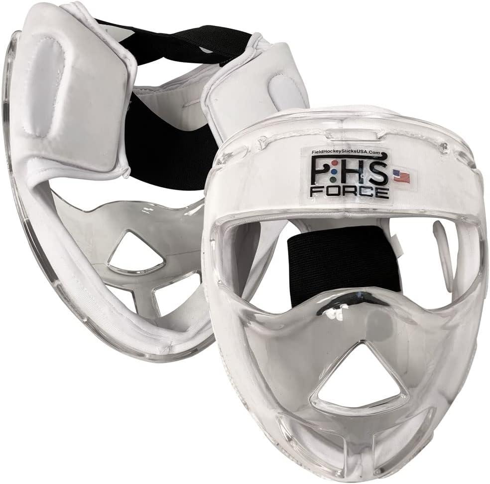 Field Hockey Face Mask Clear Force Transparent Penalty Corner Protection, Black, White, Blue in Senior & Junior Size's