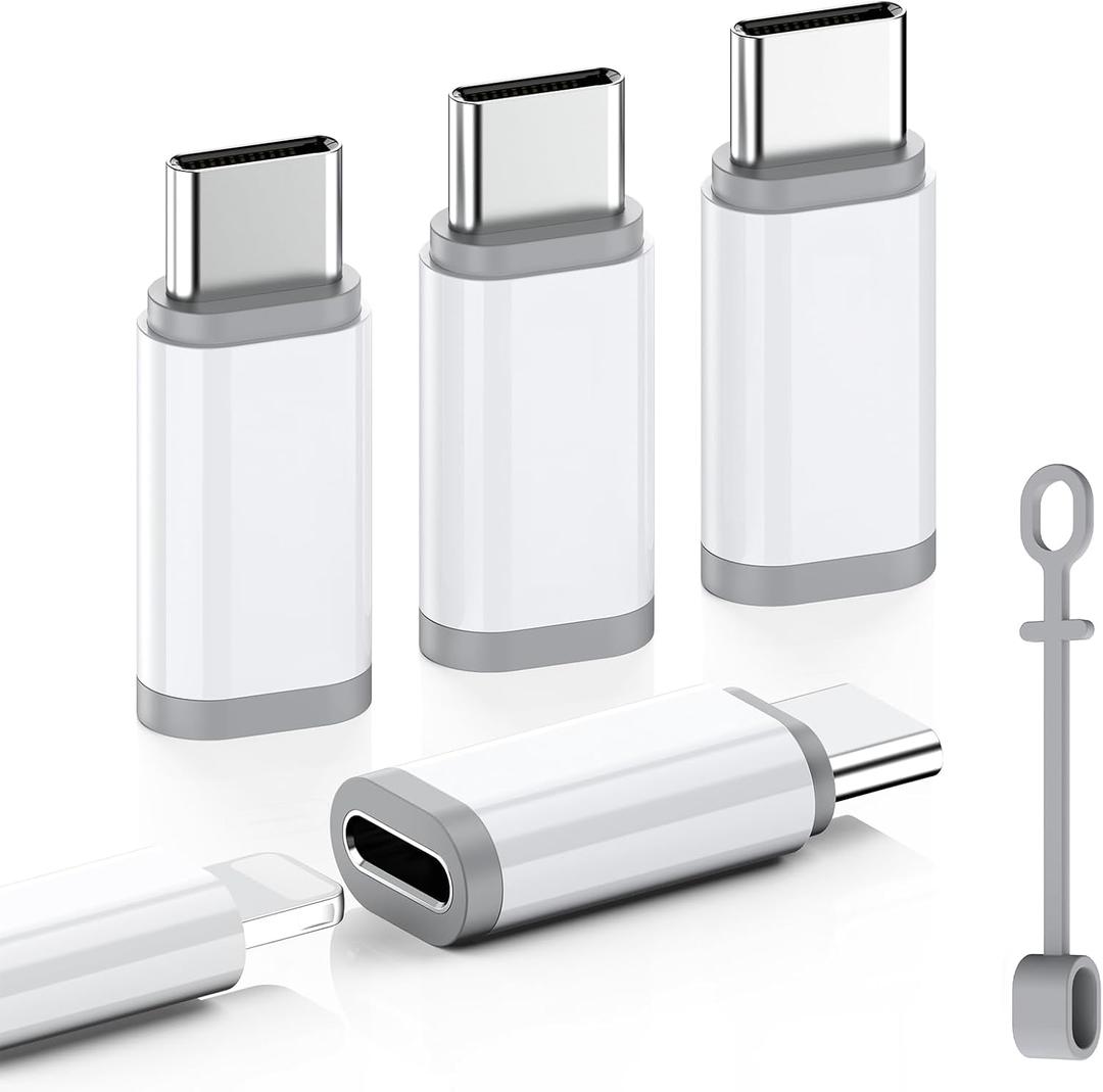 LERTOSEN Lightning to USB C Adapter 4 Pack, Fast Charging & Data Sync for iPhone 15/16/17 Pro/Pro Max, Charger Adapter Accessory (Not for Audio/OTG)-White