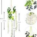 12Pcs Artificial Wisteria Flowers 3.6 Feet/Piece White Dense Artificial Fake Wisteria Vine Ratta Hanging Garland Silk Flowers String Home Party Wedding Decor(White-Dense)