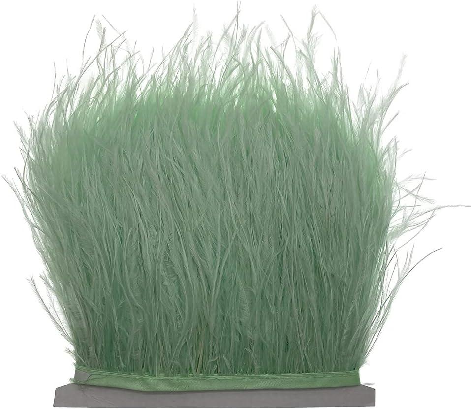 Mint Green 2Yard Ostrich Feather Fringe Trim 4-6inch in Width for DIY Costume Sewing Craft Decor Dress Accessories Party Supplies Festival Outfits