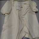 EVALESS Womens Button Down Shirts Cute Short Puff Sleeve V Neck Tops Spring Summer Blouses for Women Dressy Casual Size Large