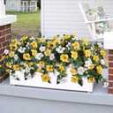HyeFlora Artificial Flowers for Outdoors 2PCS Faux Petunias Silk Fake Flowers for Outside Planter UV Resistant Realistic Home Garden Porch Decor (Yellow)