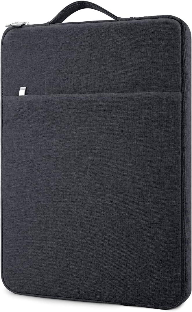 15.6 Inch Laptop Sleeve Case Water-Resistant Protection Cover with Front Pocket Retractable Handle Computer Bag for 15.6 Inch Notebook Chromebook, Black