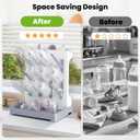 Baby Bottle Drying Rack: Vertical Space Saving Large Bottles Holder - Standing Boon Dryer Rack Baby Accessory - Countertop Holds Up to 12 Bottles & Pump Part Cleaning & Cup (Blue) (Gray)