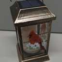 Solar Lanterns Outdoor Hanging Lanterns, Metal with Glass Cardinal Solar Lights, Waterproof Decorative Lantern Garden Decor for Outside Table Patio Yard, Memorial Gifts Grave Decorations for Cemetery