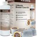 Keurig 3-Month Brewer Maintenance Kit, 7 Count & Travel Mug Fits K-Cup Pod Coffee Maker, 1 Count (Pack of 1), Stainless Steel