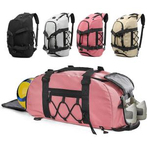 30L Gym Duffel Bag with Shoe Compartment for Women, Weekender Bags with Wet Pocket, Pink