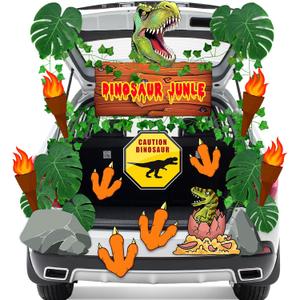 Dreamtop Dinosaur Trunk or Treat Car Decorations Kit, 24Pcs Halloween Trunk or Treat Decorations for SUV, Truck Car Sticker, Archway Entryway Garage Decor & Dinosaur Theme Party