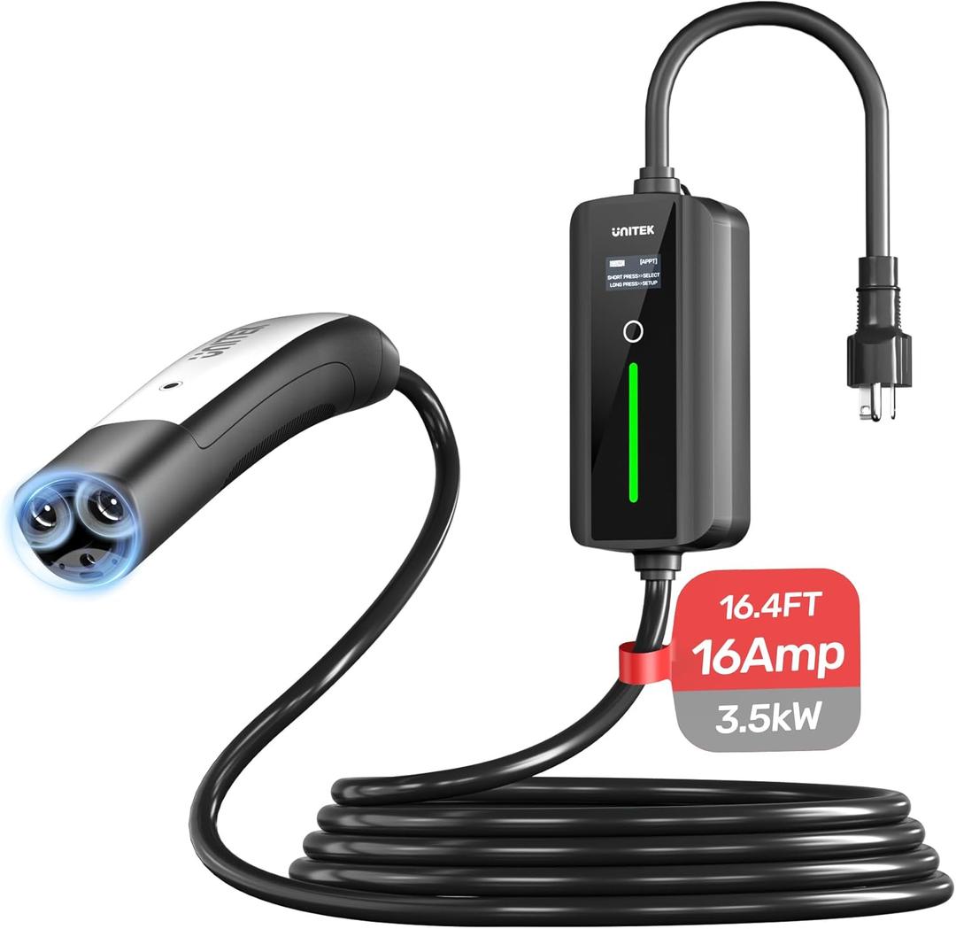 Unitek Level 1 & 2 Tesla Wall Charger - Portable EV Charger for All Tesla, 16Amp 3.5KW 240V Mobile Charger Connector for Tesla, EV Charging Station for Tesla, Tesla Home Charger for ModelY/3/S/X
