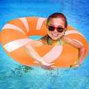 Bestrip Pool Floats Adult Size for Kids Age 8-12 Adults Inflatable Floats Swimming Ring Toys Beach Pool Party Lake Use (Yellow)