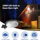 Karjoefar LED Barn Light, Dusk to Dawn Outdoor Lighting with 100W 10000LM 5000K Daylight, IP65 Waterproof Outdoor Security Flood Lights for Garage Yard Street Warehouse Use