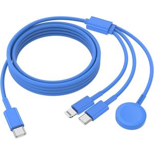 QZIIW Apple Watch Charger,Apple iWatch Magnetic Fast Charger to USB C Cable,3 in 1 Multi Charging Cable 6 FT Compatible with Watch Series Ultra 3/2/SE/11/10/9/8/7/6/5/4/3/2/1,iPhone 17/16/15/14/13/12 (Blue)