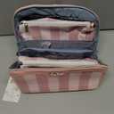 BOYATU Travel Makeup Bag Organizer Cosmetic Bag: 3 Pcs Set Make up Bags for Women with Handle - Waterproof Vegan Leather Toiletry Bags Travel Essentials Pouch with Compartments (F-03-Pink)