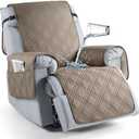 TAOCOCO Waterproof Recliner Chair Covers 30 Inch Wide, Oversized Recliner Covers for Recliner Chair with Pocket, Recliner Slipcovers with Straps Furniture Protector for Kids Pets (30'', Gray Taupe)