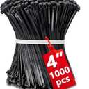 Small Black Zip Ties 4 Inch, 1000pcs Mini Cable Ties Thin Zipties 4 In Tiny Self Locking Plastic Tie Wraps Wire Ties for Cord Management (4in/1000 pack 30 lbs)