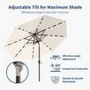 10FT Solar Umbrella 32 LED Lighted Patio Umbrella Table Market Umbrella w/Tilt and Crank, UV-Resistant Outdoor Umbrella for Pool, Garden, Deck, Creamy White