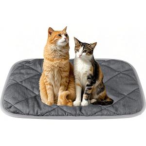 Self Heating Cat Bed Mat Reflective Pet Warming Pad Non-Slip Washable Self Heating Mat for Indoor Dogs and Cats 27.5"x19" (Grey)