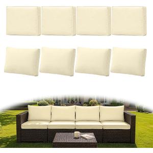 Huasperozi 8Pcs Outdoor Couch Cushion Covers with Zipper, Water-Resistant Patio Cushion Covers, Max Compatible 25.6x25.6x4 Inch Patio Cushion, Full Coverage, Non-Stretch, UV-Resistant, Only Cover