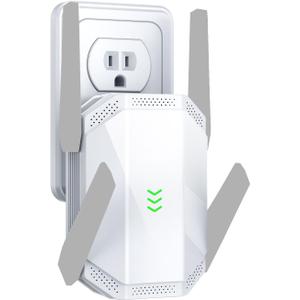 WiFi Extender Signal Booster, Dual Band Long Range Covers Up to 20000 Sq.Ft, Internet Booster for Home & Outdoor, Works with All Router, with Ethernet Port, Quick Setup WiFi Repeater Light Gray-1