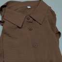 Women's Going Out Two Piece Sets Cap Sleeve Tie Waist Button Down Shirt Wide Leg Pants Dressy Casual Outfits (Brown, M)